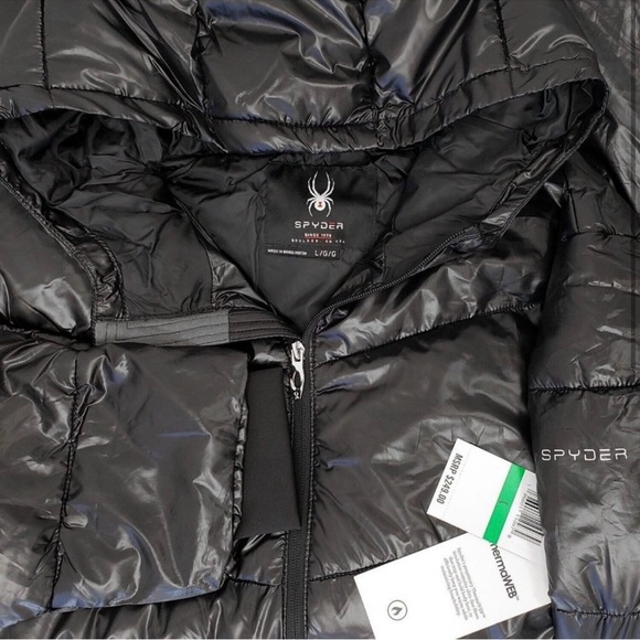 Spyder Women's Super Puffer Hooded Parka Jacket Black - Picture 3 of 3